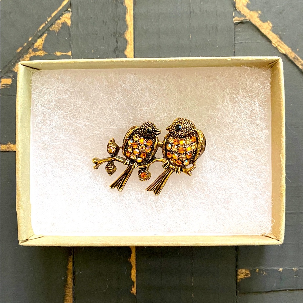 🐦⬛Vintage🐦⬛Love Birds Brooch - Picture 1 of 4